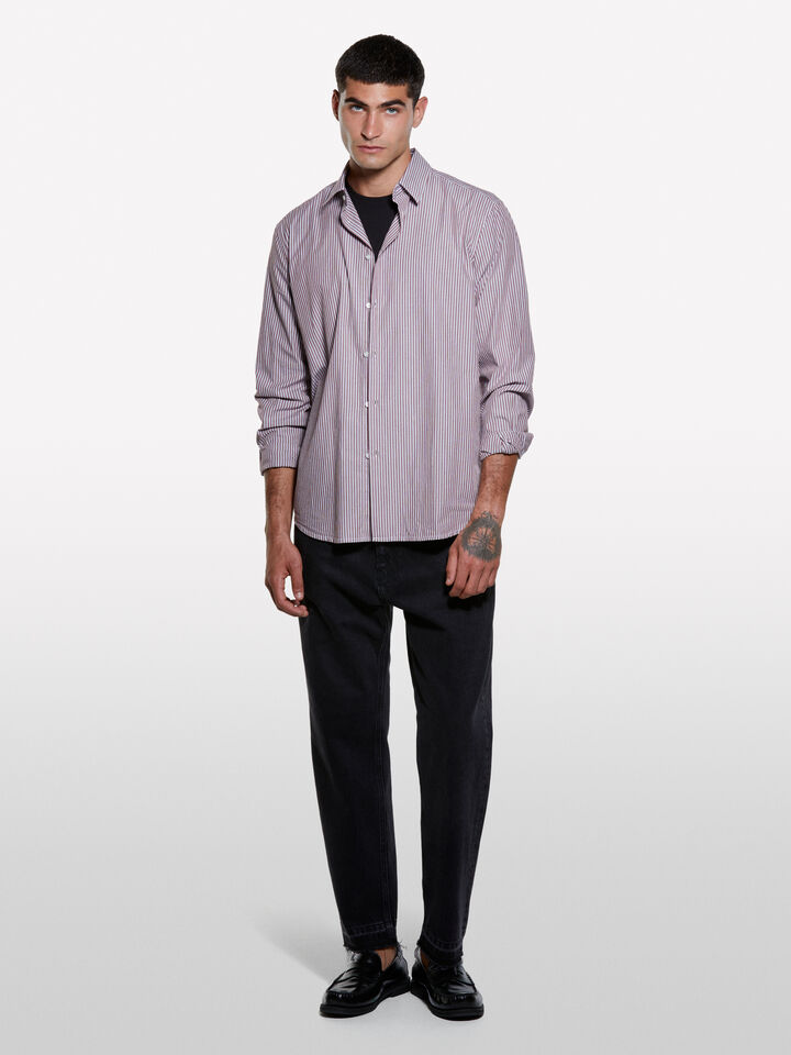 Pink yarn dyed shirt - men's regular fit shirts - Pink | Sisley image number 1